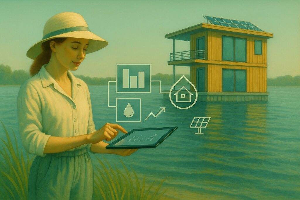 woman working on Aquavita landscape